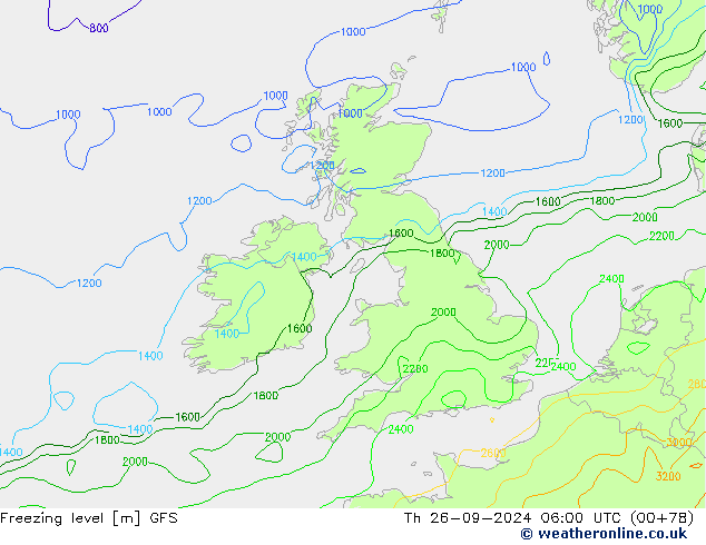 Freezing level GFS чт 26.09.2024 06 UTC