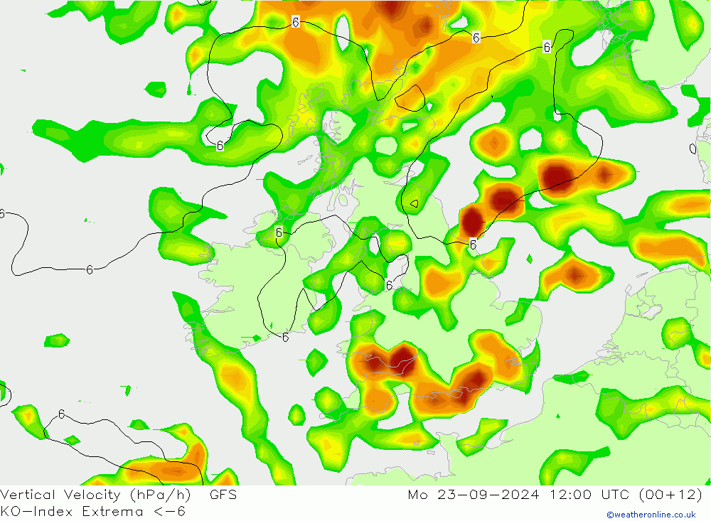 Convection-Index GFS Mo 23.09.2024 12 UTC