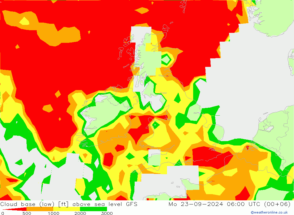 Cloud base (low) GFS pon. 23.09.2024 06 UTC