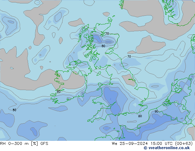 RH 0-300 m GFS We 25.09.2024 15 UTC