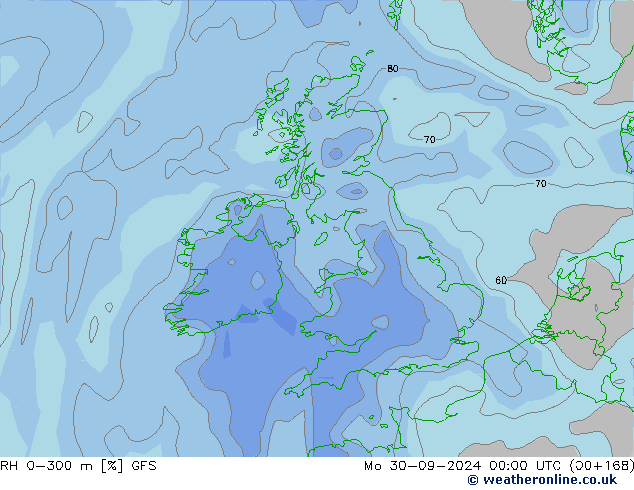 RH 0-300 m GFS Mo 30.09.2024 00 UTC