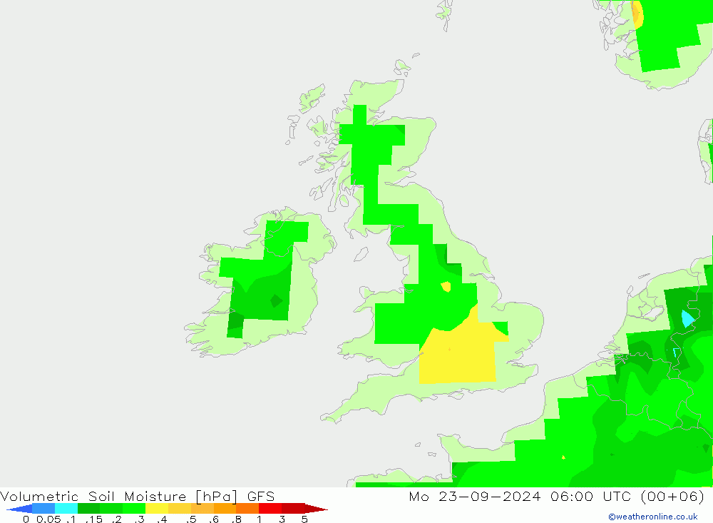 Volumetric Soil Moisture GFS пн 23.09.2024 06 UTC