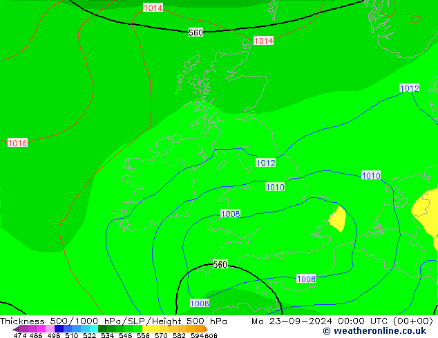 Thck 500-1000hPa GFS lun 23.09.2024 00 UTC