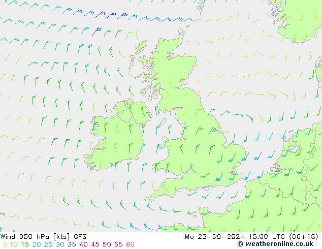 Wind 950 hPa GFS Mo 23.09.2024 15 UTC