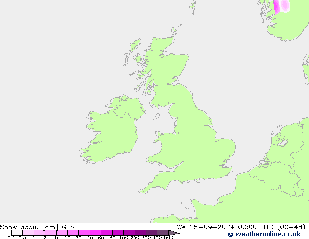 Totale sneeuw GFS wo 25.09.2024 00 UTC