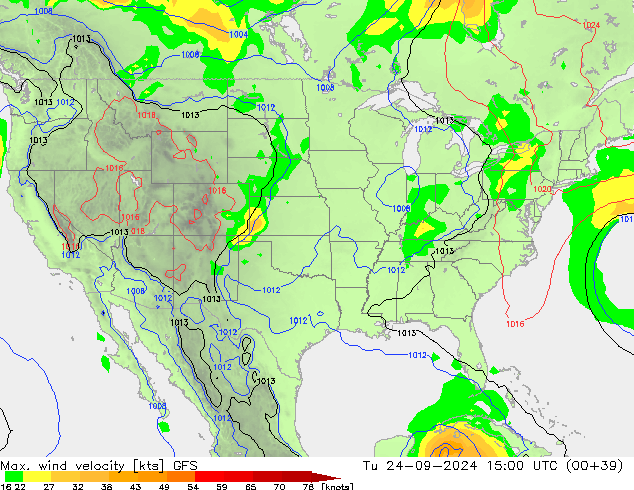 Max. wind velocity GFS  24.09.2024 15 UTC