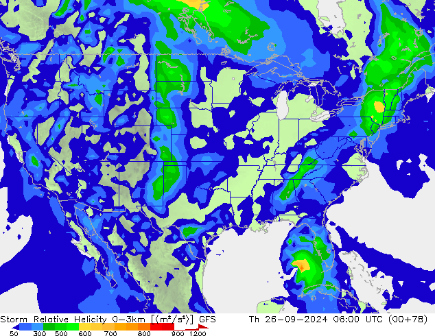 Storm Relative Helicity GFS Th 26.09.2024 06 UTC