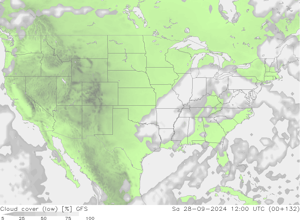 Nubi basse GFS sab 28.09.2024 12 UTC