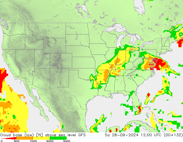 Cloud base (low) GFS Sa 28.09.2024 12 UTC