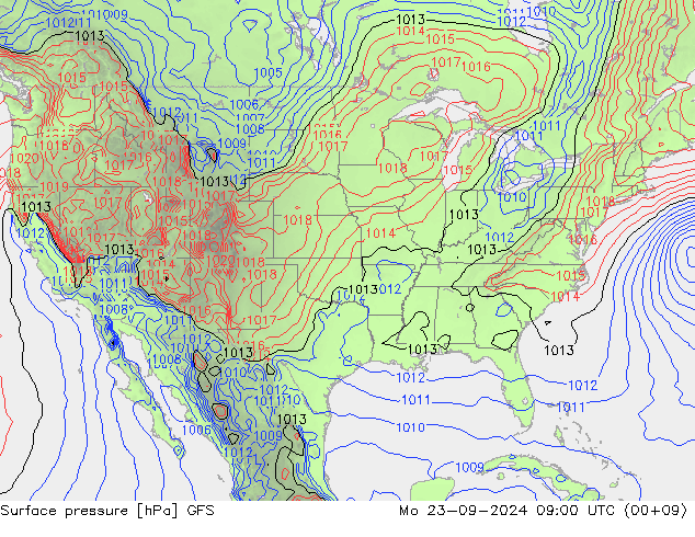 Yer basıncı GFS Pzt 23.09.2024 09 UTC