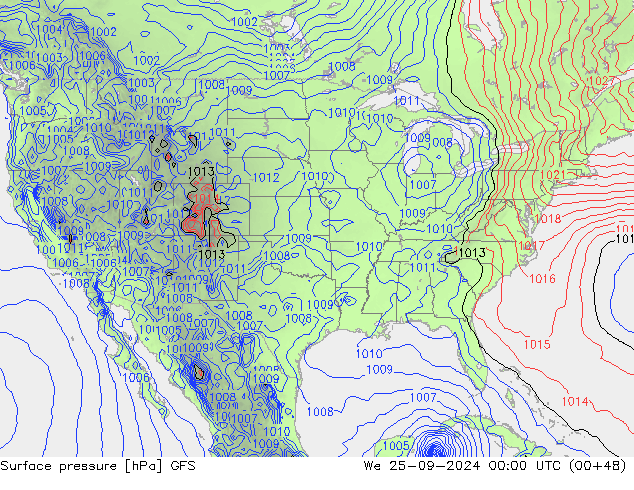 Surface pressure GFS We 25.09.2024 00 UTC