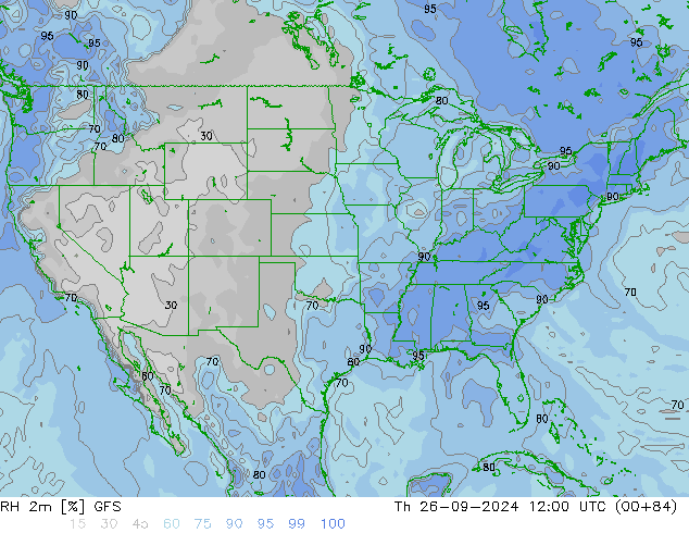 RH 2m GFS Čt 26.09.2024 12 UTC