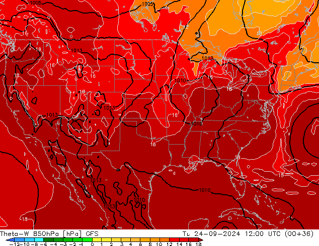 Theta-W 850hPa GFS di 24.09.2024 12 UTC