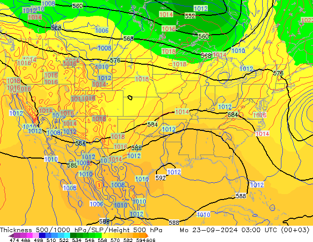 Thck 500-1000гПа GFS пн 23.09.2024 03 UTC