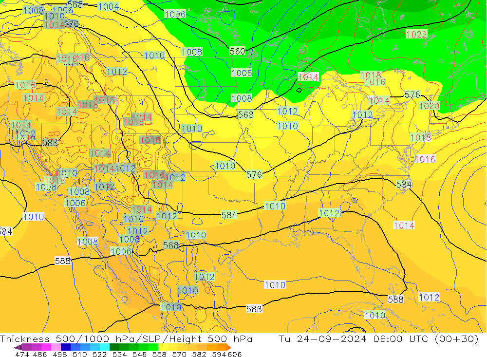 Thck 500-1000hPa GFS Tu 24.09.2024 06 UTC