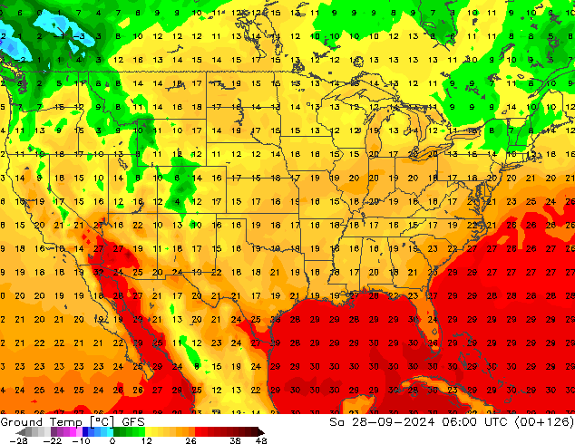 Ground Temp GFS Sa 28.09.2024 06 UTC