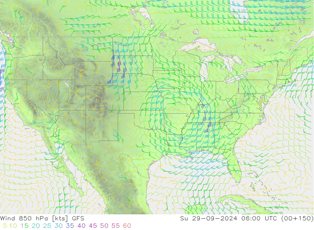 Wind 850 hPa GFS Ne 29.09.2024 06 UTC