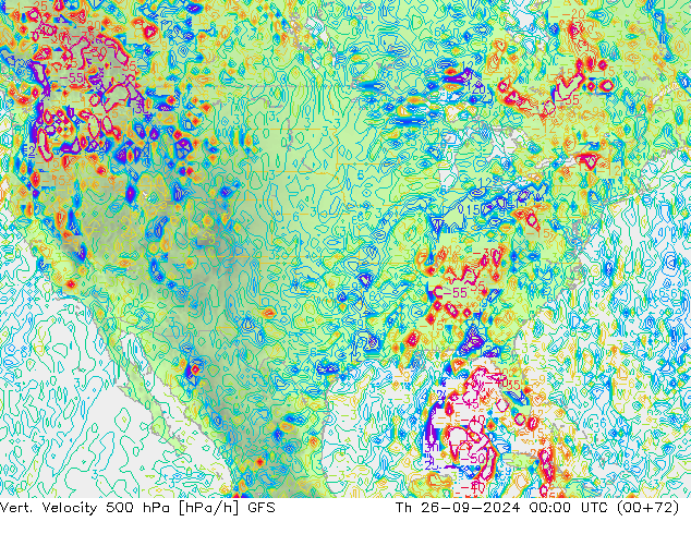 Vert. Velocity 500 hPa GFS gio 26.09.2024 00 UTC