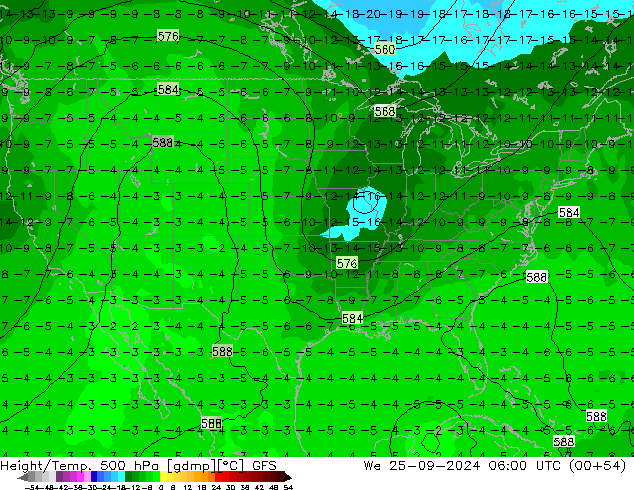 Z500/Rain (+SLP)/Z850 GFS  25.09.2024 06 UTC