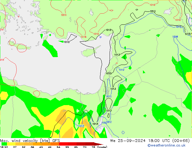 Max. wind velocity GFS  25.09.2024 18 UTC