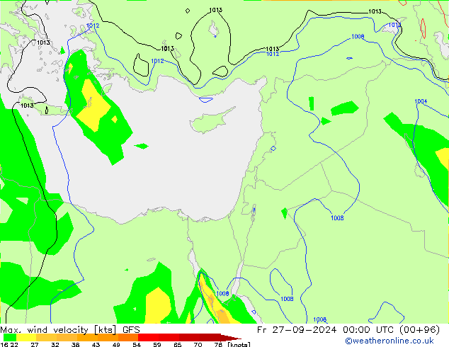 Max. wind velocity GFS  27.09.2024 00 UTC