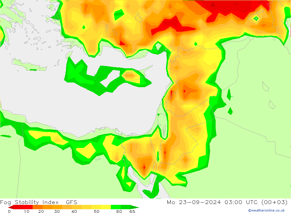 Fog Stability Index GFS Pzt 23.09.2024 03 UTC