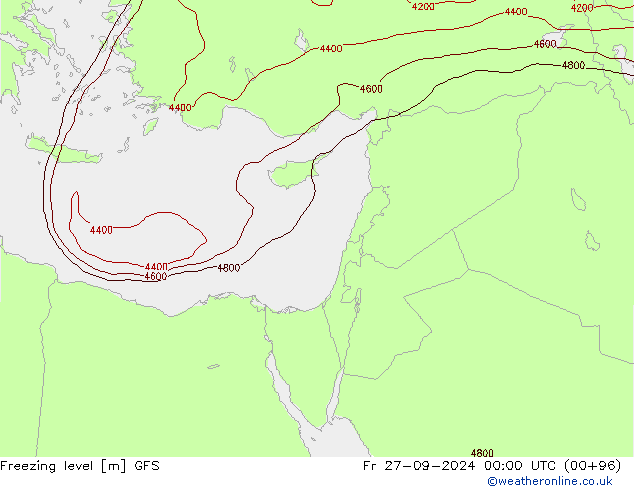 Freezing level GFS Fr 27.09.2024 00 UTC