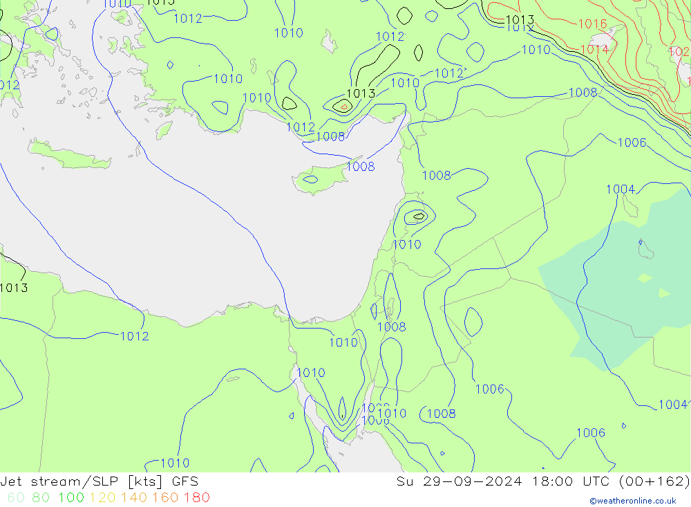 Corriente en chorro GFS dom 29.09.2024 18 UTC