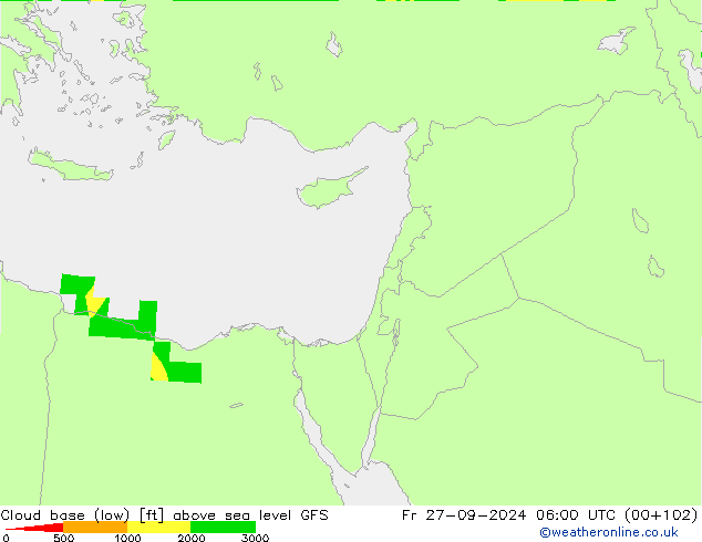 Cloud base (low) GFS Fr 27.09.2024 06 UTC