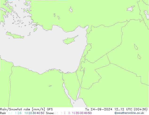 Rain/Snowfall rate GFS Ter 24.09.2024 12 UTC