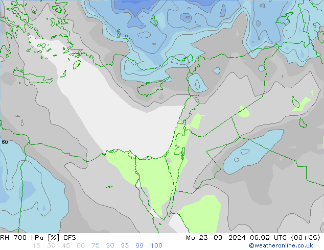 RH 700 hPa GFS Seg 23.09.2024 06 UTC