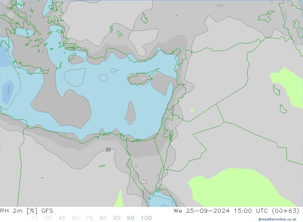 RH 2m GFS We 25.09.2024 15 UTC