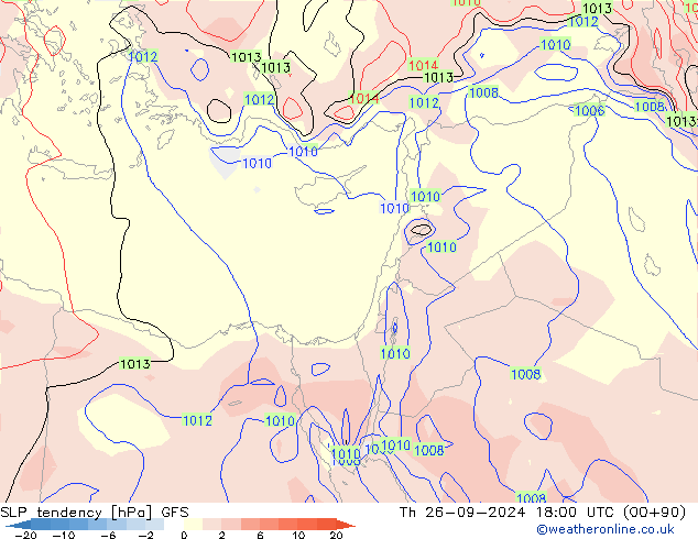 SLP tendency GFS Th 26.09.2024 18 UTC