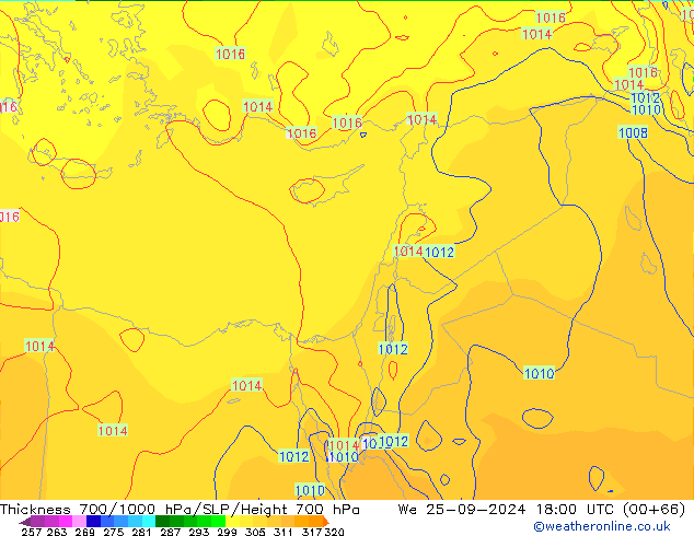 Thck 700-1000 hPa GFS  25.09.2024 18 UTC