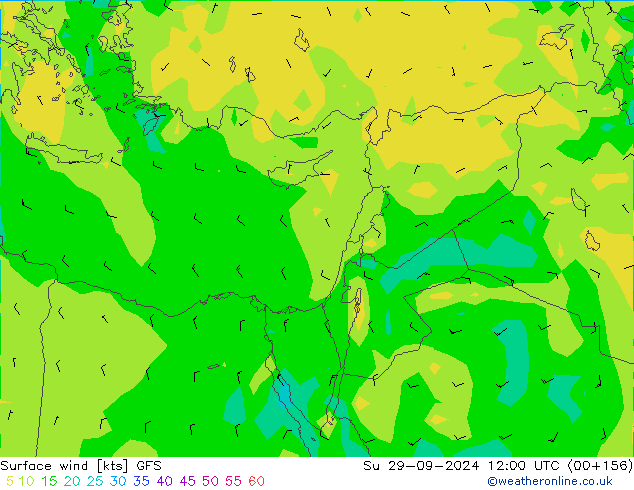 Vento 10 m GFS Dom 29.09.2024 12 UTC