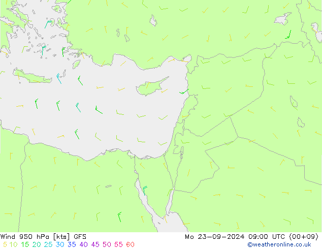 Wind 950 hPa GFS Mo 23.09.2024 09 UTC