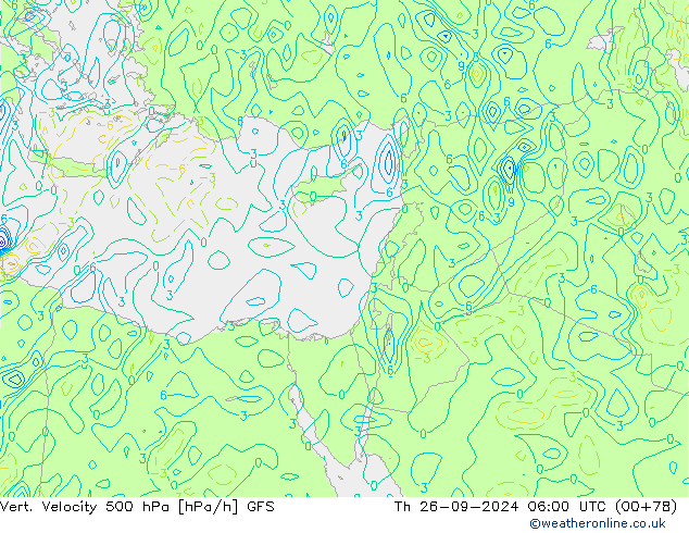 Vert. Velocity 500 гПа GFS чт 26.09.2024 06 UTC