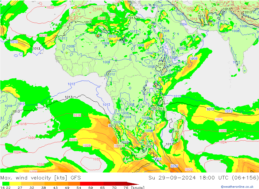 Max. wind velocity GFS nie. 29.09.2024 18 UTC