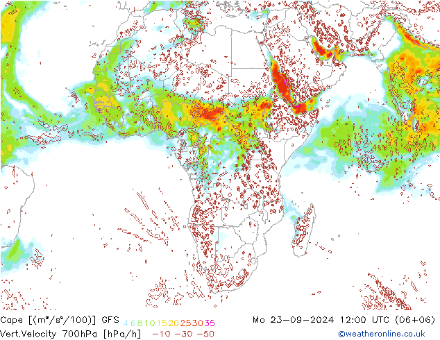 Cape GFS Pzt 23.09.2024 12 UTC