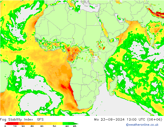 Fog Stability Index GFS lun 23.09.2024 12 UTC