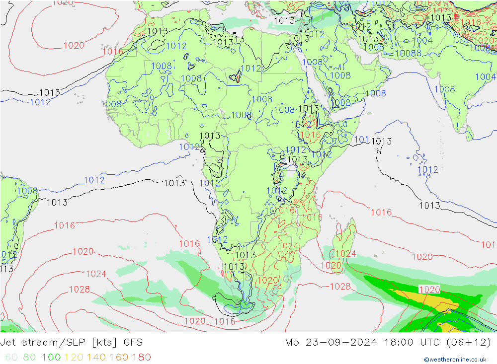 Jet stream/SLP GFS Po 23.09.2024 18 UTC