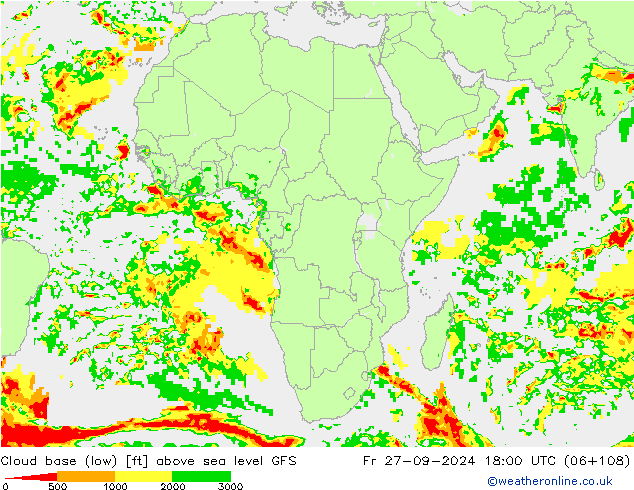 Cloud base (low) GFS Fr 27.09.2024 18 UTC