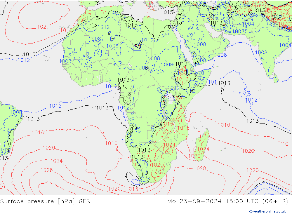 pression de l'air GFS lun 23.09.2024 18 UTC