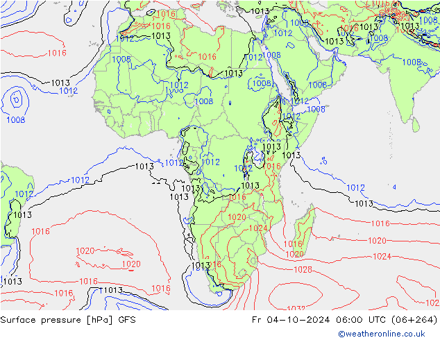 Surface pressure GFS Fr 04.10.2024 06 UTC