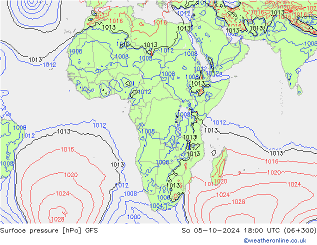 Surface pressure GFS Sa 05.10.2024 18 UTC