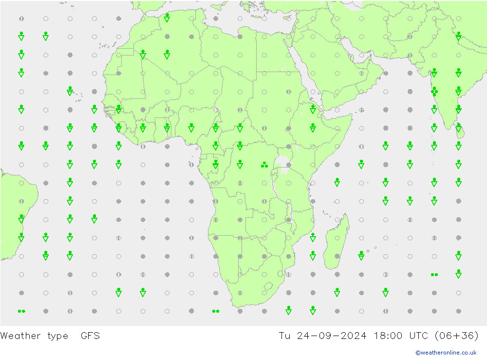 Weather type GFS Út 24.09.2024 18 UTC