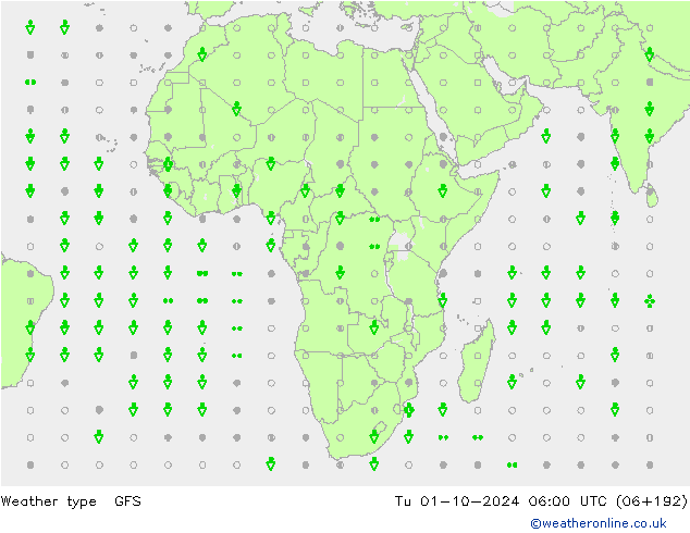 Tipo di precipitazione GFS mar 01.10.2024 06 UTC