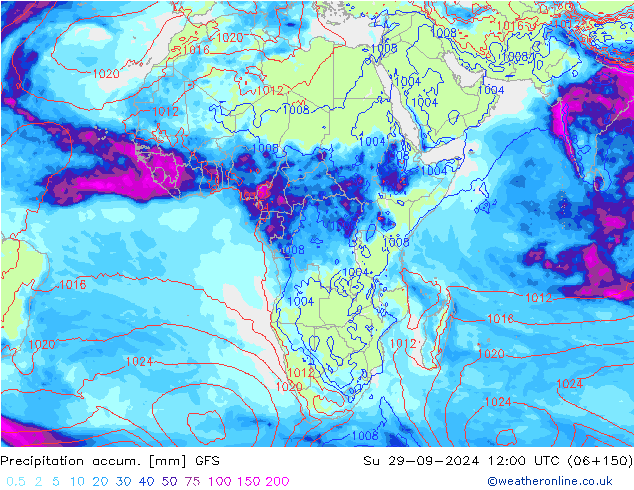 Precipitation accum. GFS dom 29.09.2024 12 UTC