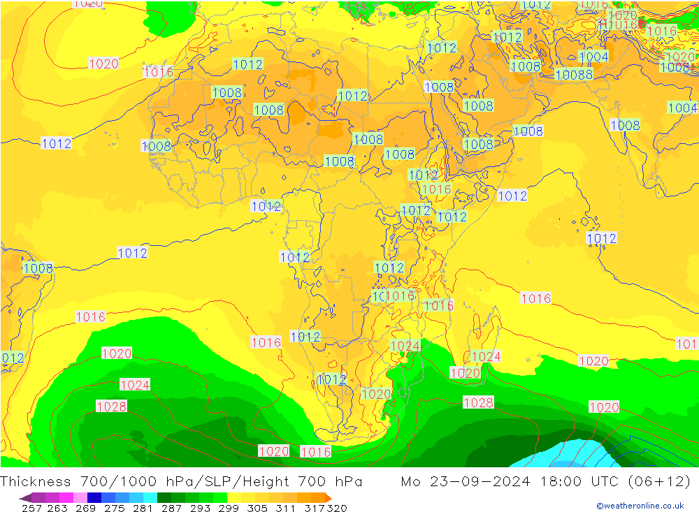 Thck 700-1000 hPa GFS  23.09.2024 18 UTC