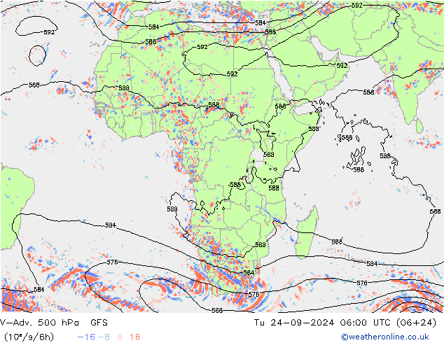 V-Adv. 500 hPa GFS Tu 24.09.2024 06 UTC